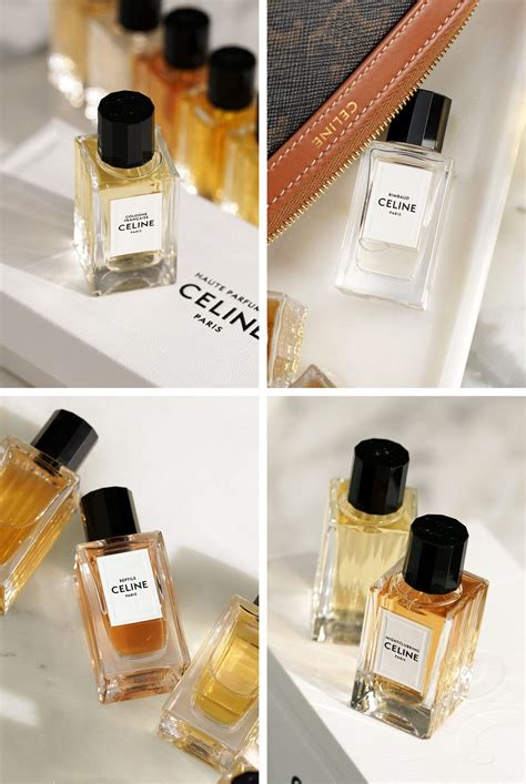 celine bag on the table|Celine perfume collection.